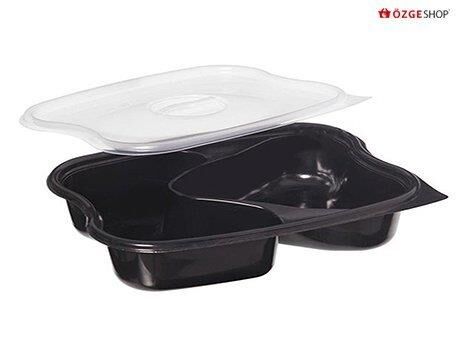 ÖFST 2 BÖLMELİ PLASTİK SICAK YEMEK KABI SET 0002 - 45 GR - 180 ADET